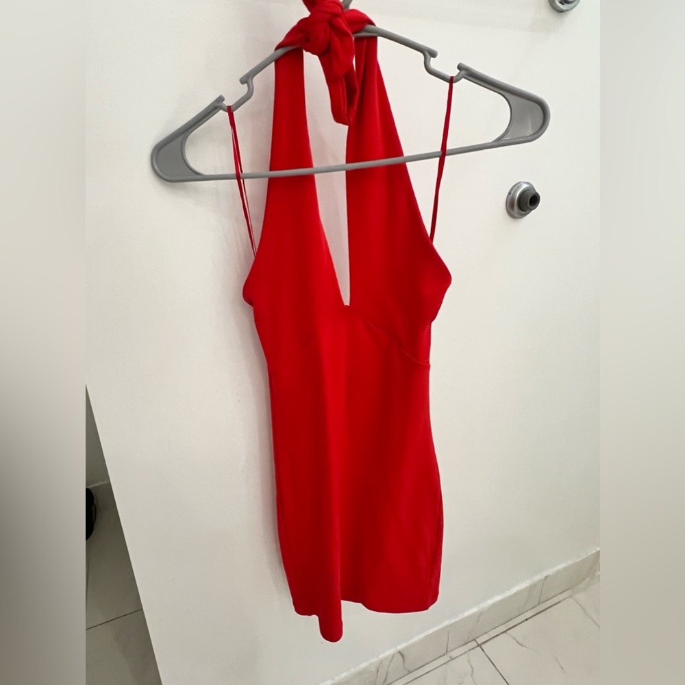 Zara red backless mini dress